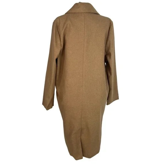 Brave Soul ASOS Camel Brown Wool Blend Dixie Coat 14 Longline Oversized Neutral - Picture 6 of 13